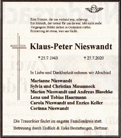 Peter Nieswand Anzeige